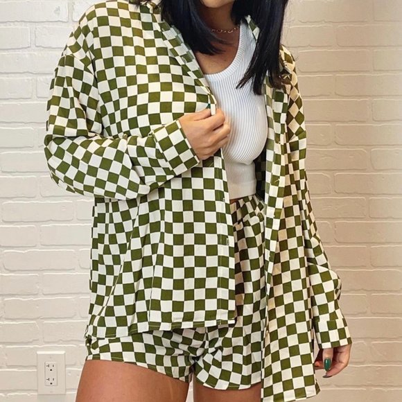 checker short set, worn once - Picture 3 of 7